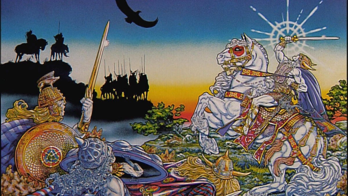 La literatura fantástica ha vuelto a llevarnos a la realidad de los antiguos héroes legendarios. Dibujo de Jim Fiztpatrick ("The book of conquests").
